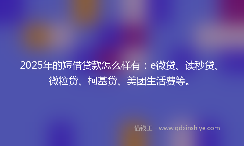 2025年的短借贷款怎么样有：e微贷、读秒贷、微粒贷、柯基贷、美团生活费等。
