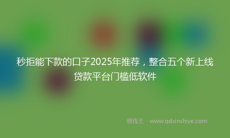 秒拒能下款的口子2025年推荐，整合五个新上线贷款平台门槛低软件