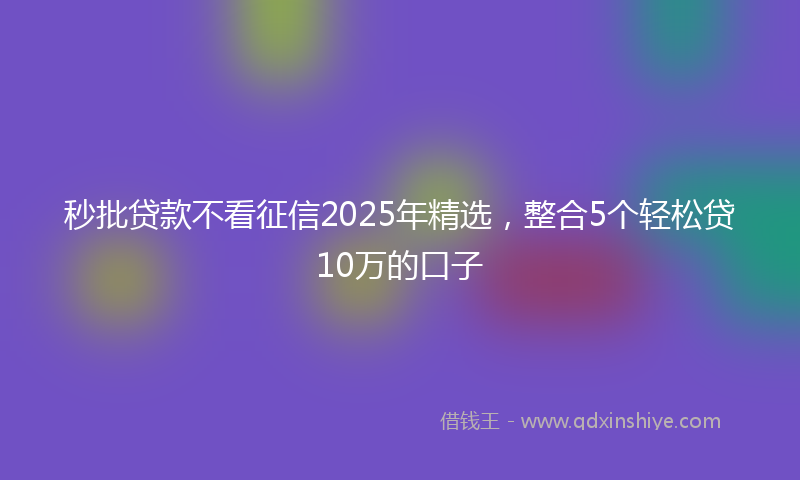 秒批贷款不看征信2025年精选，整合5个轻松贷10万的口子