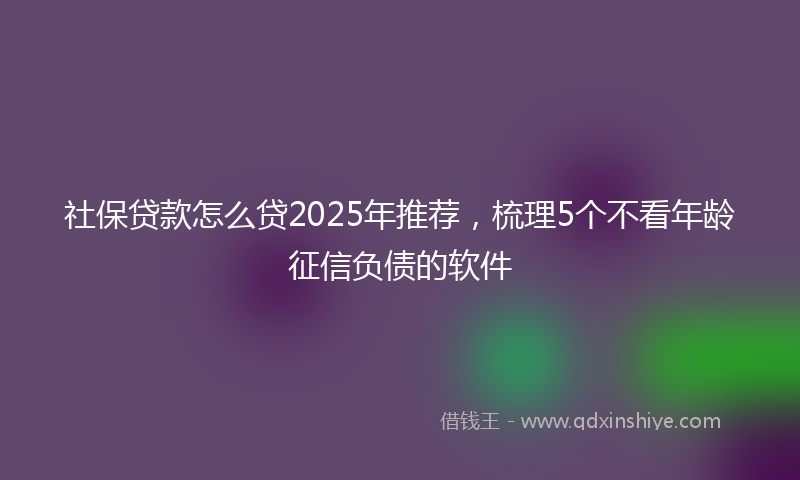 社保贷款怎么贷2025年推荐，梳理5个不看年龄征信负债的软件