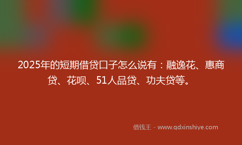 2025年的短期借贷口子怎么说有：融逸花、惠商贷、花呗、51人品贷、功夫贷等。