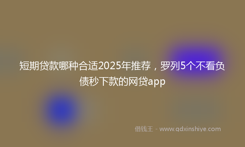 短期贷款哪种合适2025年推荐，罗列5个不看负债秒下款的网贷app