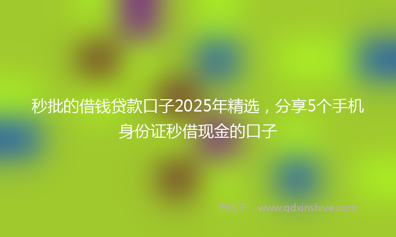 秒批的借钱贷款口子2025年精选，分享5个手机身份证秒借现金的口子