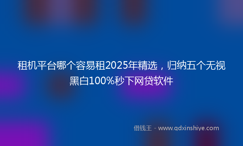 租机平台哪个容易租2025年精选，归纳五个无视黑白100%秒下网贷软件