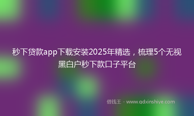 秒下贷款app下载安装2025年精选，梳理5个无视黑白户秒下款口子平台