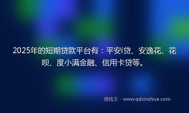2025年的短期贷款平台有：平安i贷、安逸花、花呗、度小满金融、信用卡贷等。