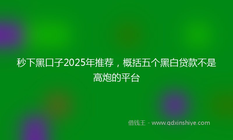 秒下黑口子2025年推荐，概括五个黑白贷款不是高炮的平台
