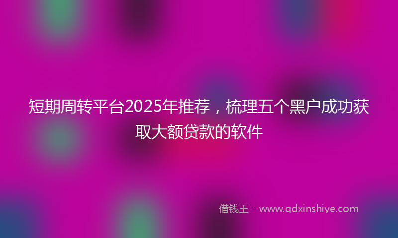 短期周转平台2025年推荐，梳理五个黑户成功获取大额贷款的软件