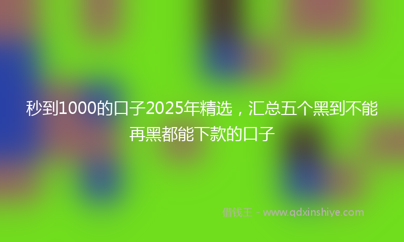 秒到1000的口子2025年精选，汇总五个黑到不能再黑都能下款的口子