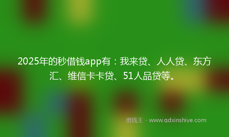 2025年的秒借钱app有：我来贷、人人贷、东方汇、维信卡卡贷、51人品贷等。
