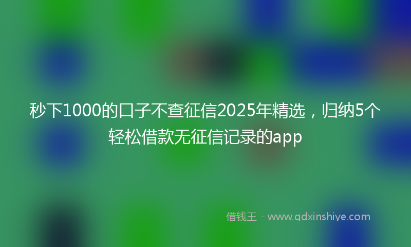 秒下1000的口子不查征信2025年精选，归纳5个轻松借款无征信记录的app