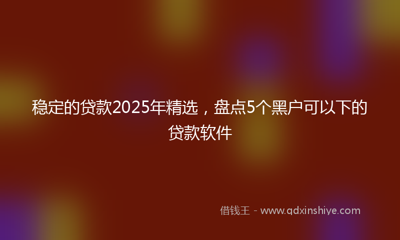 稳定的贷款2025年精选，盘点5个黑户可以下的贷款软件