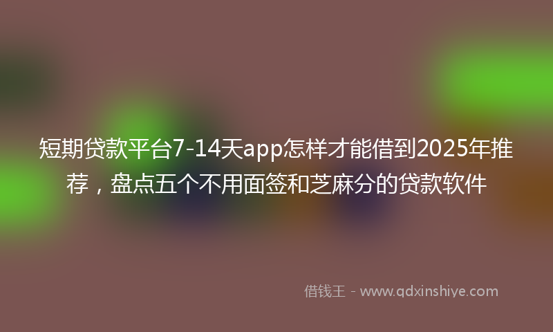 短期贷款平台7-14天app怎样才能借到2025年推荐，盘点五个不用面签和芝麻分的贷款软件