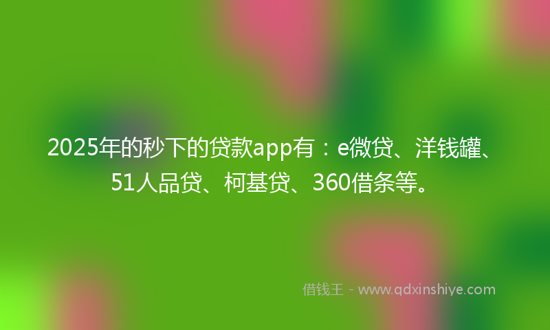2025年的秒下的贷款app有：e微贷、洋钱罐、51人品贷、柯基贷、360借条等。