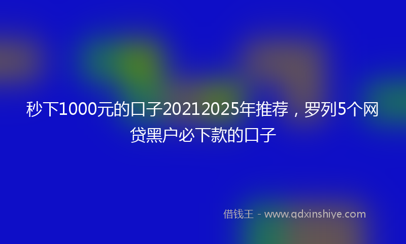 秒下1000元的口子20212025年推荐，罗列5个网贷黑户必下款的口子