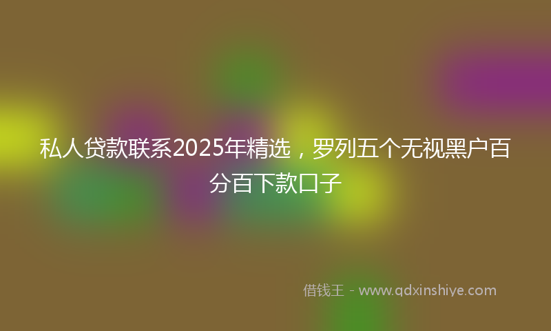 私人贷款联系2025年精选，罗列五个无视黑户百分百下款口子