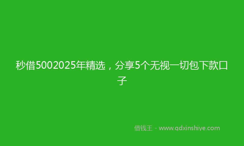 秒借5002025年精选，分享5个无视一切包下款口子
