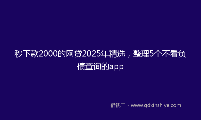 秒下款2000的网贷2025年精选，整理5个不看负债查询的app