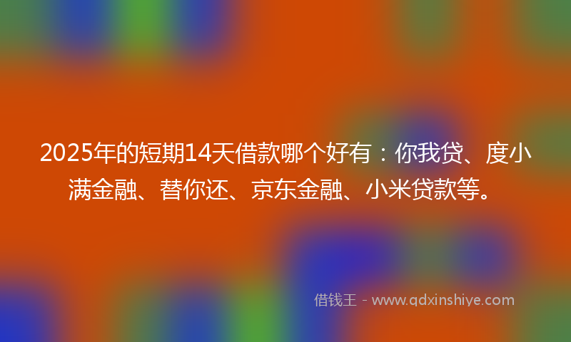 2025年的短期14天借款哪个好有：你我贷、度小满金融、替你还、京东金融、小米贷款等。