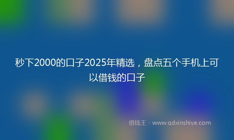 秒下2000的口子2025年精选，盘点五个手机上可以借钱的口子
