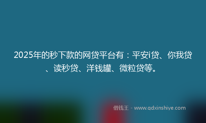 2025年的秒下款的网贷平台有：平安i贷、你我贷、读秒贷、洋钱罐、微粒贷等。
