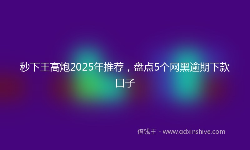 秒下王高炮2025年推荐，盘点5个网黑逾期下款口子