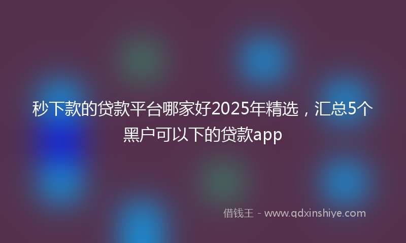 秒下款的贷款平台哪家好2025年精选，汇总5个黑户可以下的贷款app
