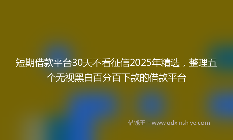 短期借款平台30天不看征信2025年精选，整理五个无视黑白百分百下款的借款平台