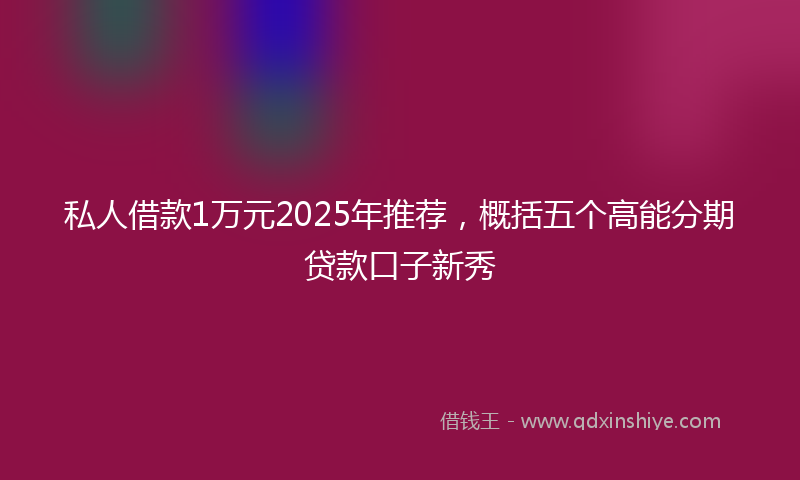 私人借款1万元2025年推荐，概括五个高能分期贷款口子新秀