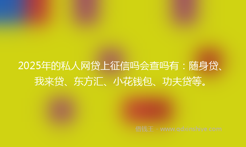 2025年的私人网贷上征信吗会查吗有：随身贷、我来贷、东方汇、小花钱包、功夫贷等。