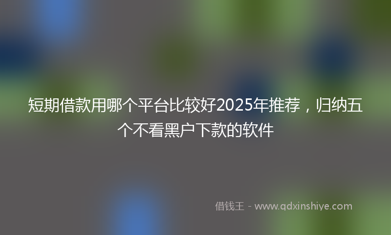 短期借款用哪个平台比较好2025年推荐，归纳五个不看黑户下款的软件