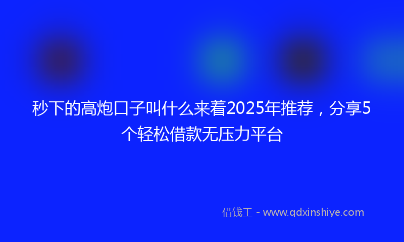 秒下的高炮口子叫什么来着2025年推荐，分享5个轻松借款无压力平台
