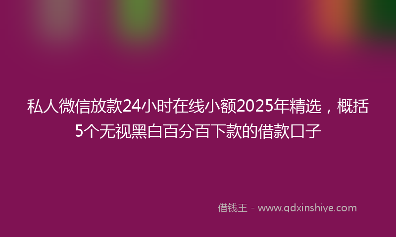 私人微信放款24小时在线小额2025年精选，概括5个无视黑白百分百下款的借款口子