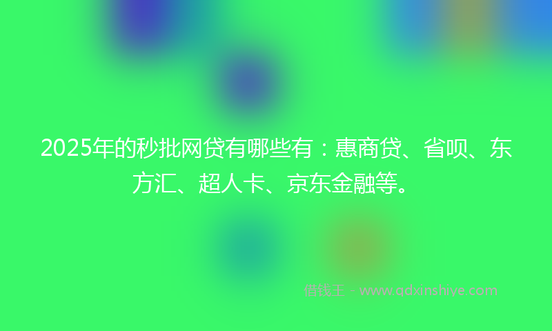 2025年的秒批网贷有哪些有：惠商贷、省呗、东方汇、超人卡、京东金融等。