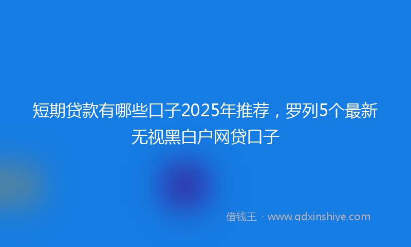 短期贷款有哪些口子2025年推荐，罗列5个最新无视黑白户网贷口子