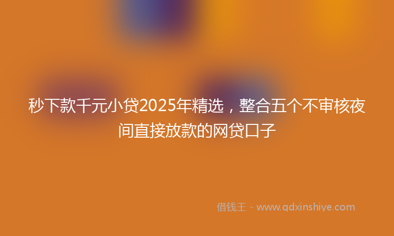 秒下款千元小贷2025年精选，整合五个不审核夜间直接放款的网贷口子
