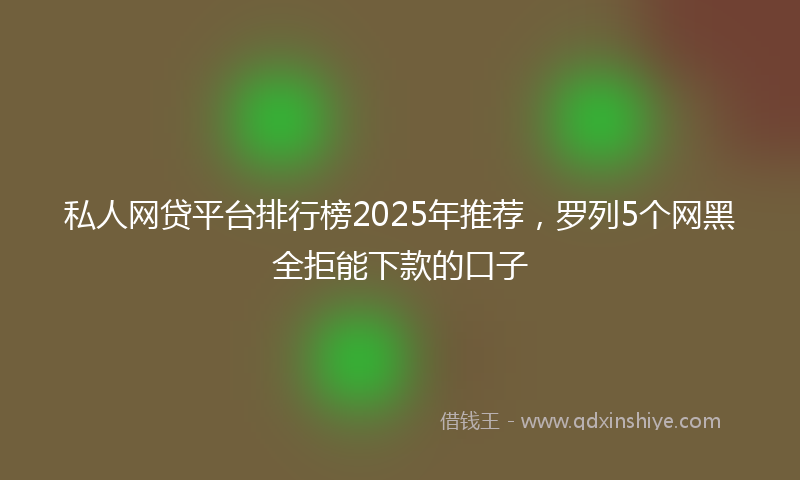 私人网贷平台排行榜2025年推荐，罗列5个网黑全拒能下款的口子