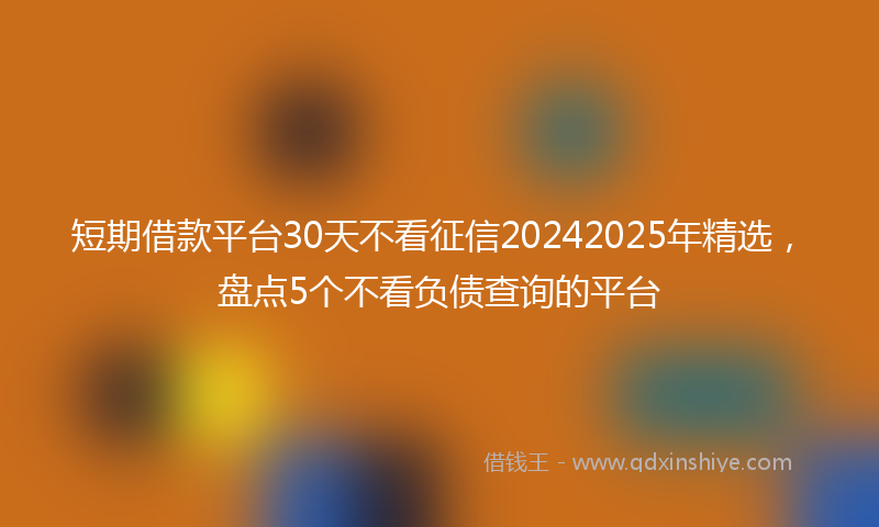短期借款平台30天不看征信20242025年精选，盘点5个不看负债查询的平台