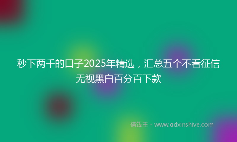 秒下两千的口子2025年精选，汇总五个不看征信无视黑白百分百下款
