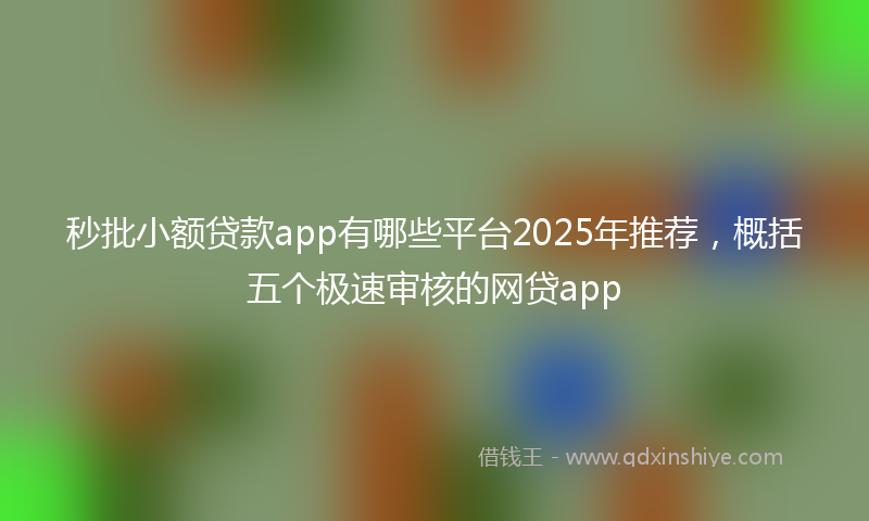 秒批小额贷款app有哪些平台2025年推荐，概括五个极速审核的网贷app