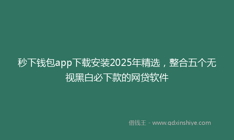 秒下钱包app下载安装2025年精选，整合五个无视黑白必下款的网贷软件