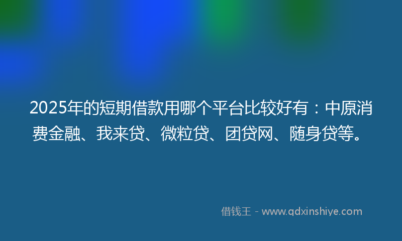 2025年的短期借款用哪个平台比较好有：中原消费金融、我来贷、微粒贷、团贷网、随身贷等。