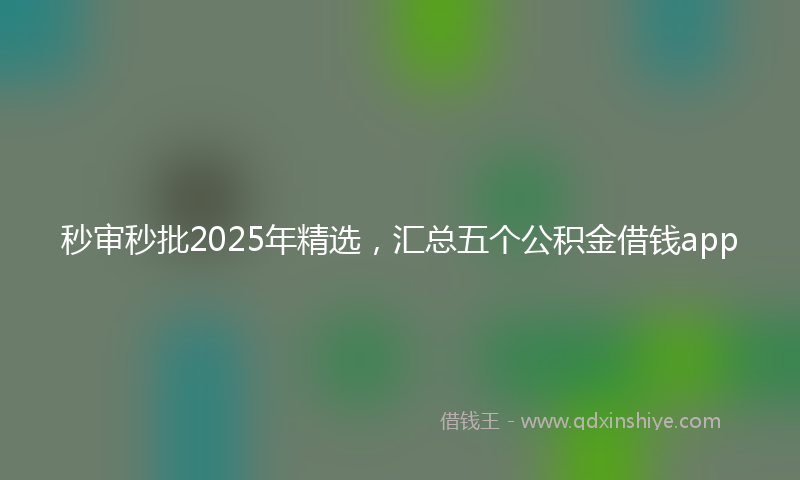 秒审秒批2025年精选，汇总五个公积金借钱app