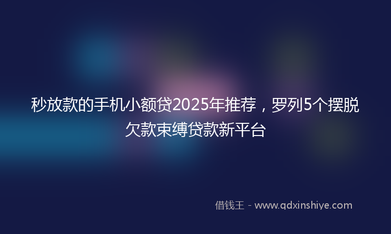 秒放款的手机小额贷2025年推荐，罗列5个摆脱欠款束缚贷款新平台