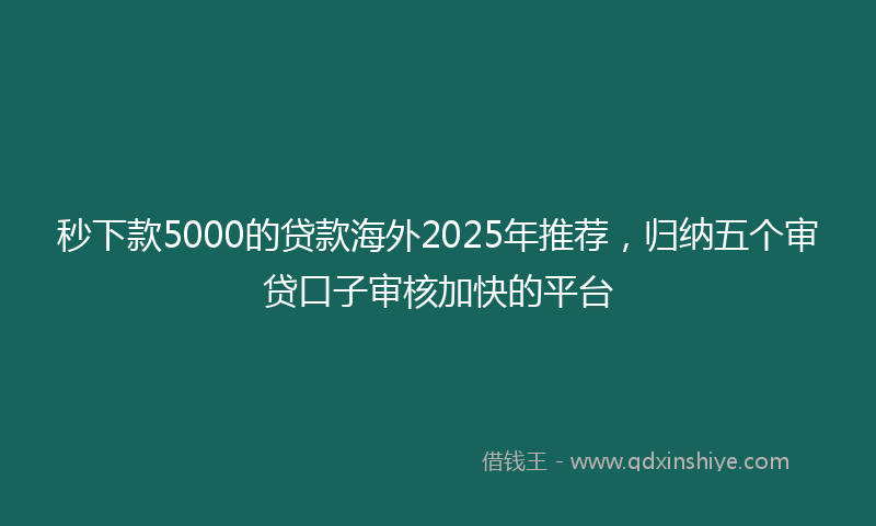 秒下款5000的贷款海外2025年推荐，归纳五个审贷口子审核加快的平台