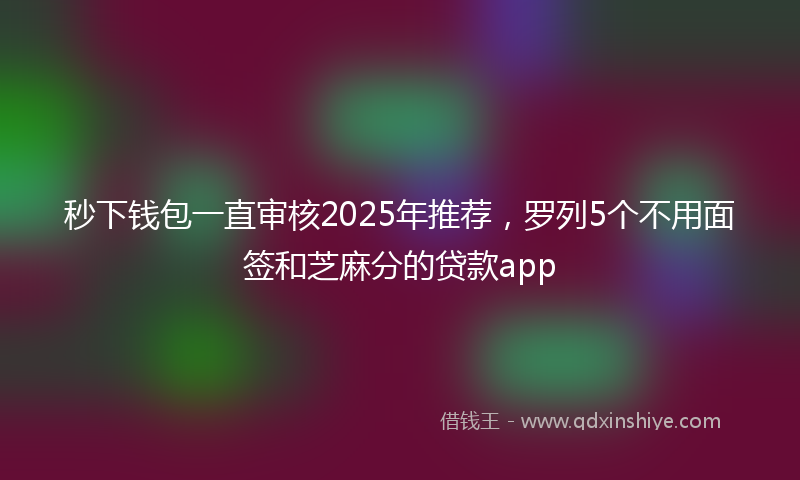 秒下钱包一直审核2025年推荐，罗列5个不用面签和芝麻分的贷款app