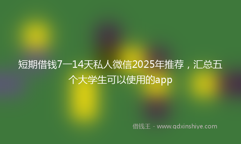 短期借钱7一14天私人微信2025年推荐，汇总五个大学生可以使用的app