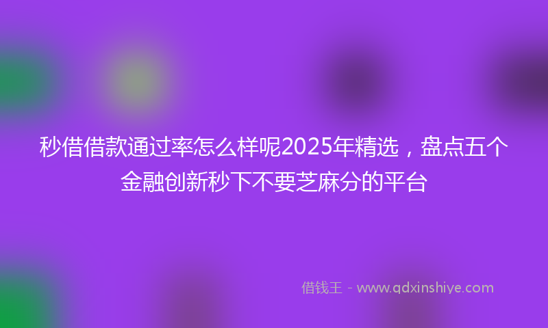 秒借借款通过率怎么样呢2025年精选，盘点五个金融创新秒下不要芝麻分的平台