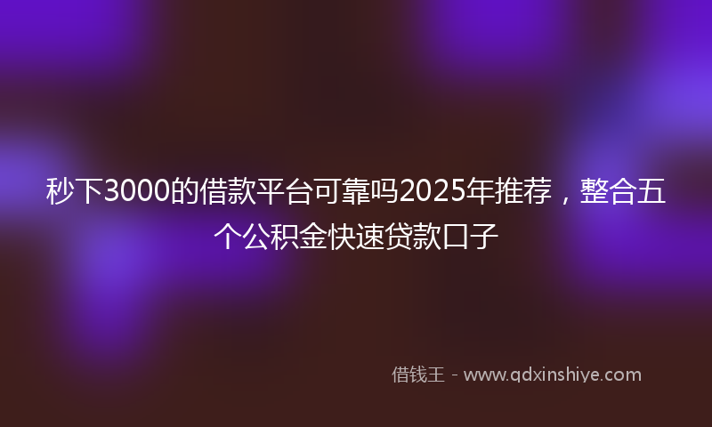 秒下3000的借款平台可靠吗2025年推荐，整合五个公积金快速贷款口子