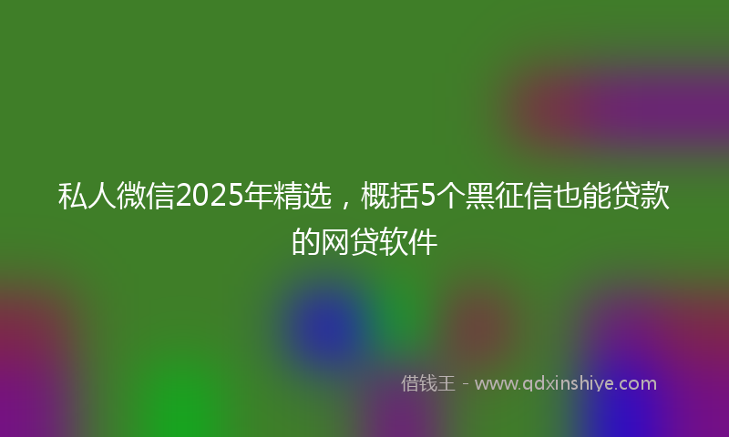 私人微信2025年精选，概括5个黑征信也能贷款的网贷软件